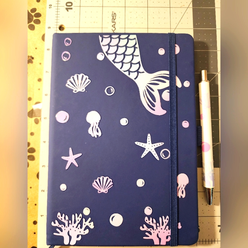 Mermaid Themed Blue Journal with Pen